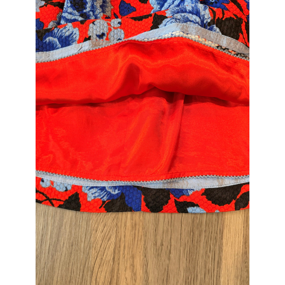 Womens HD in Paris Mini Skirt XS Red Blue Floral Retro Artsy Cottagecore Romanti - Picture 4 of 13
